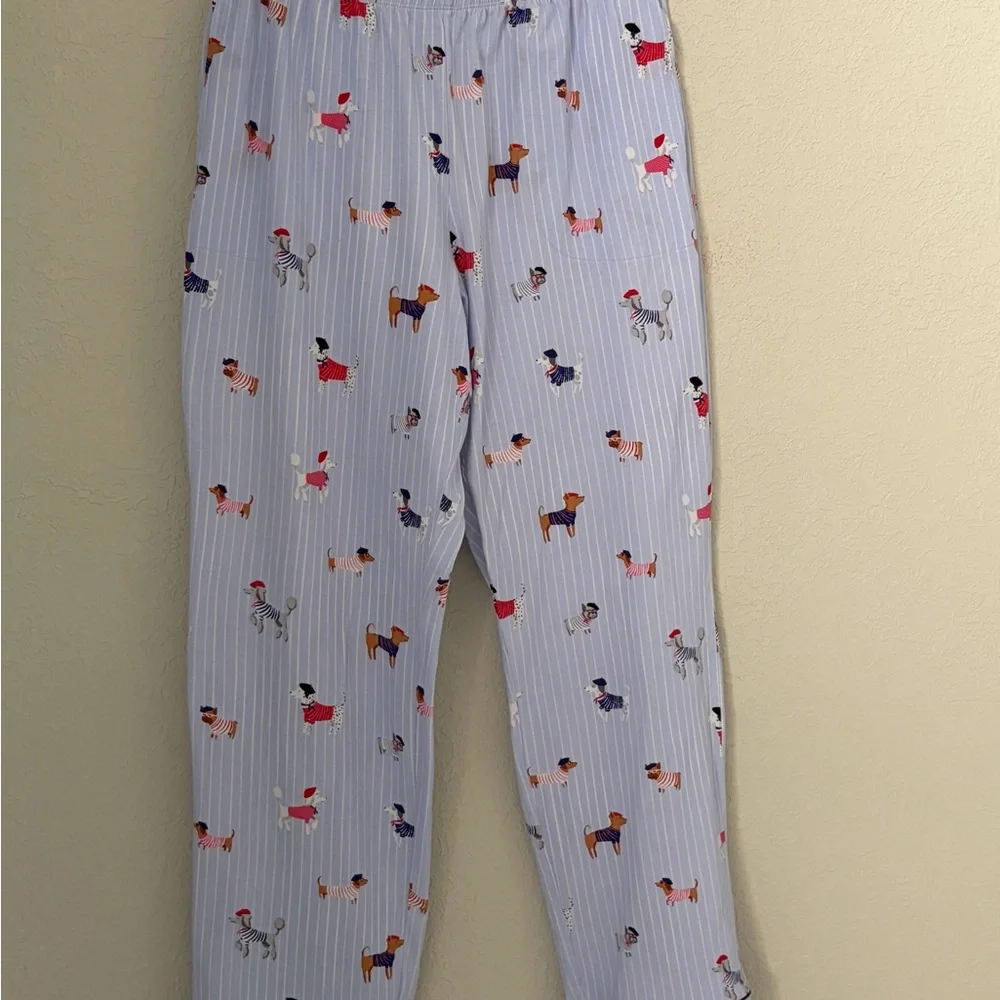 Bed Head Pajamas Blue Stripe Set Women’s French Pup Dogs Size Medium - Picture 5 of 12